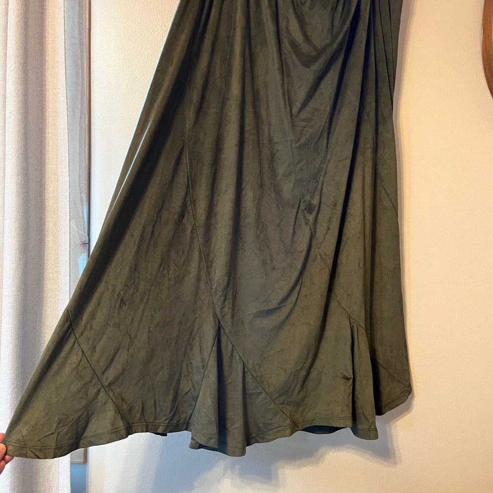 Olive Green A-Line Maxi Skirt